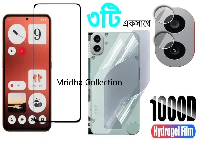 Picture of 3in1 Protector Combo Pack for Nothing CMF Phone 1 (5d Full Screen Protector Glass + Back Hydrogel Protector Poly + Camera Lens Protector)