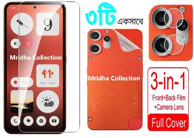 Picture of 3in1 Protector Combo Pack for Nothing CMF Phone 2 Pro (Clear Screen Protector Glass + Back Hydrogel Protector Poly + Camera Lens Protector)