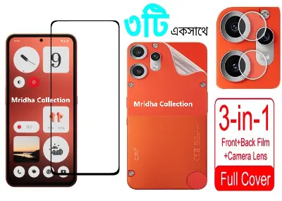 Picture of 3in1 Protector Combo Pack for Nothing CMF Phone 2 Pro (Premium Full Screen Protector Glass + Back Hydrogel Protector Poly + Camera Lens Protector)