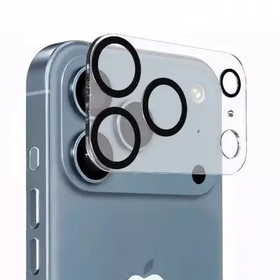 Picture of Apple iPhone 17 Pro Back 9H Full Camera Lens Protector Rear 9H 3D Camera Lens Protector,Upgraded HD,Clear Scratch Resistant [With Photo Friendly Flash Cut]