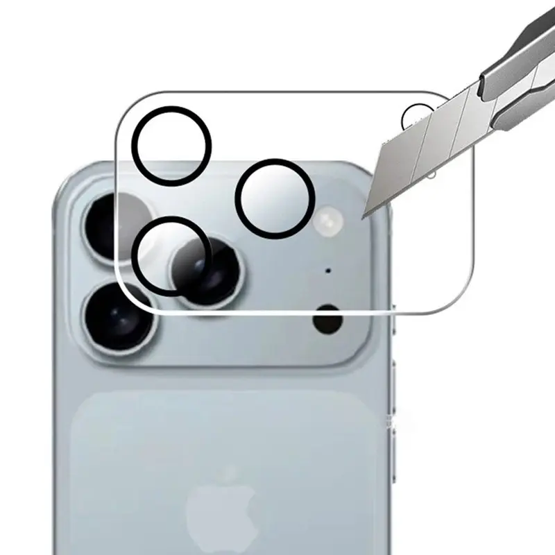 Picture of Apple iPhone 17 Pro Back 9H Full Camera Lens Protector Rear 9H 3D Camera Lens Protector,Upgraded HD,Clear Scratch Resistant [With Photo Friendly Flash Cut]