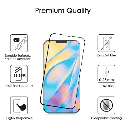 Picture of Apple iPhone 17 Premium Full Coverage Glass Protector Tempered Glass Screen Protector 9H Hardness