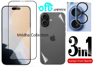 Picture of 3in1 Protector Combo Pack for Apple iPhone 17 (5d Full Screen Protector Glass + Back Hydrogel Protector Poly + 3D Camera Lens Protector)