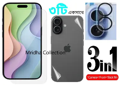 Picture of 3in1 Protector Combo Pack for Apple iPhone 17 (Clear Screen Protector Glass + Back Hydrogel Protector Poly + 3D Camera Lens Protector)