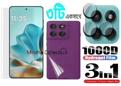 Picture of 3in1 Protector Combo Pack for Motorola Edge 60 Pro 5G (A+ GRADE) UV Glass Screen Protector + Back Protector Film + Camera Glass Protector)