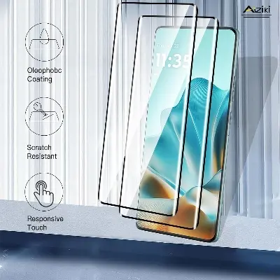 Picture of Motorola Edge 60 Fusion 5g Full Glue 9D Curved Tempered Glass Screen Protector Edge to Edge Fit Protection Tempered Glass (Black)