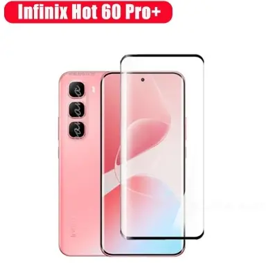 Picture of Infinix Hot 60 Pro+ / Infinix Hot 60 Pro Plus Full Glue 9D Curved Tempered Glass Screen Protector Edge to Edge Fit Protection Tempered Glass (Black)