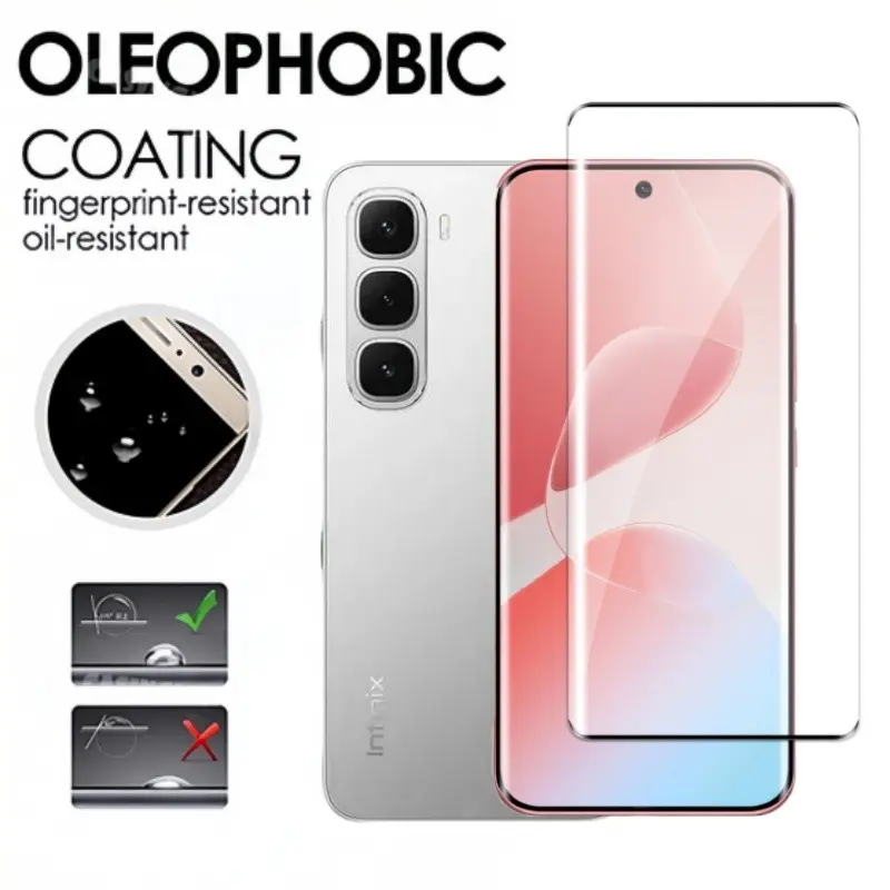 Picture of Infinix Hot 60 Pro+ / Infinix Hot 60 Pro Plus Full Glue 9D Curved Tempered Glass Screen Protector Edge to Edge Fit Protection Tempered Glass (Black)