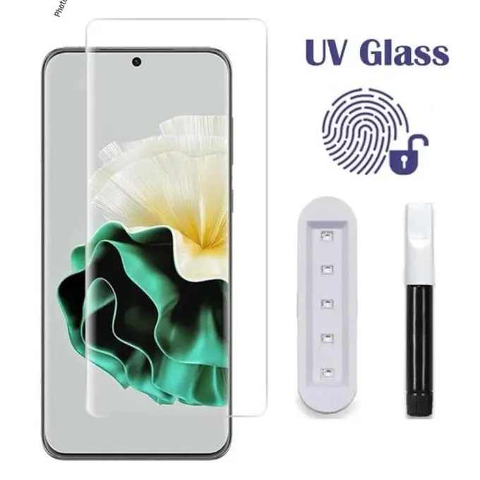 Picture of Infinix Hot 60 Pro+ / Infinix Hot 60 Pro Plus (A+ GRADE) Premium UV Tempered Glass Screen Protector Curved with Liquid Glue and UV Light -Transparent Clear