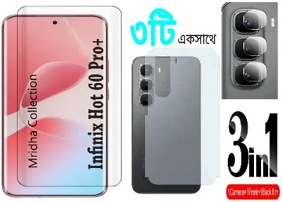 Picture of 3in1 Protector Combo Pack for Infinix Hot 60 Pro+ / Infinix Hot 60 Pro Plus (A+ GRADE) UV Glass Screen Protector + Back Protector Film + Camera Glass Protector)