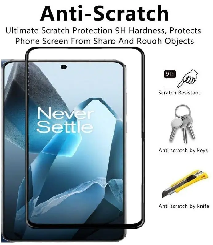 Picture of OnePlus 13 5G / 1+ 13 5G Full Glue 9D Curved Tempered Glass Screen Protector Edge to Edge Fit Protection Tempered Glass (Black)