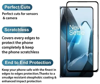 Picture of OnePlus 13 5G / 1+ 13 5G Full Glue 9D Curved Tempered Glass Screen Protector Edge to Edge Fit Protection Tempered Glass (Black)