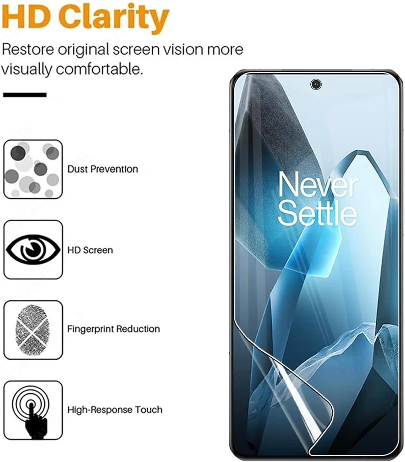 Picture of OnePlus 13 5G / 1+ 13 5G TPU Protective Film Hydrogel Front Poly Protector Screen Protector Anti-Shatter / High Definition (Front Poly)