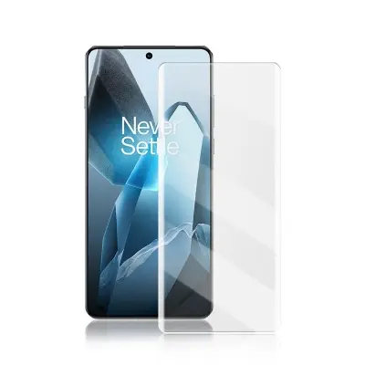 Picture of OnePlus 13 5G / 1+ 13 5G (A+ GRADE) Premium UV Tempered Glass Screen Protector Curved with Liquid Glue and UV Light -Transparent Clear