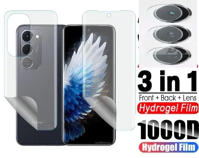 Picture of 3in1 Protector Combo Pack for Tecno Spark 40 Pro+ / Tecno Spark 40 Pro Plus (Front Hydrogel Screen Protector Poly+Back Hydrogel Poly Protector+Camera Lens Protector)