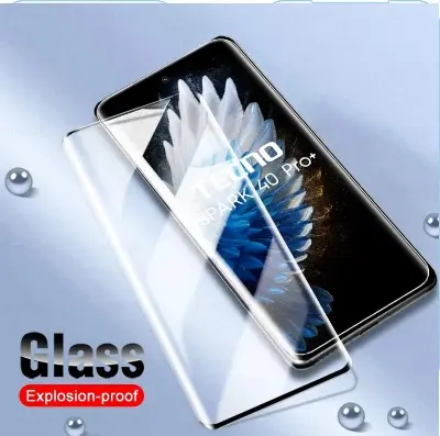 Picture of Tecno Spark 40 Pro+ / Tecno Spark 40 Pro Plus Full Glue 9D Curved Tempered Glass Screen Protector Edge to Edge Fit Protection Tempered Glass (Black)