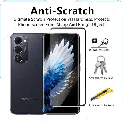 Picture of Tecno Spark 40 Pro+ / Tecno Spark 40 Pro Plus Full Glue 9D Curved Tempered Glass Screen Protector Edge to Edge Fit Protection Tempered Glass (Black)