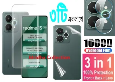 Picture of 3in1 Protector Combo Pack for Realme 15 Pro 5G (A+ GRADE) UV Glass Screen Protector + Back Protector Film + Camera Glass Protector)