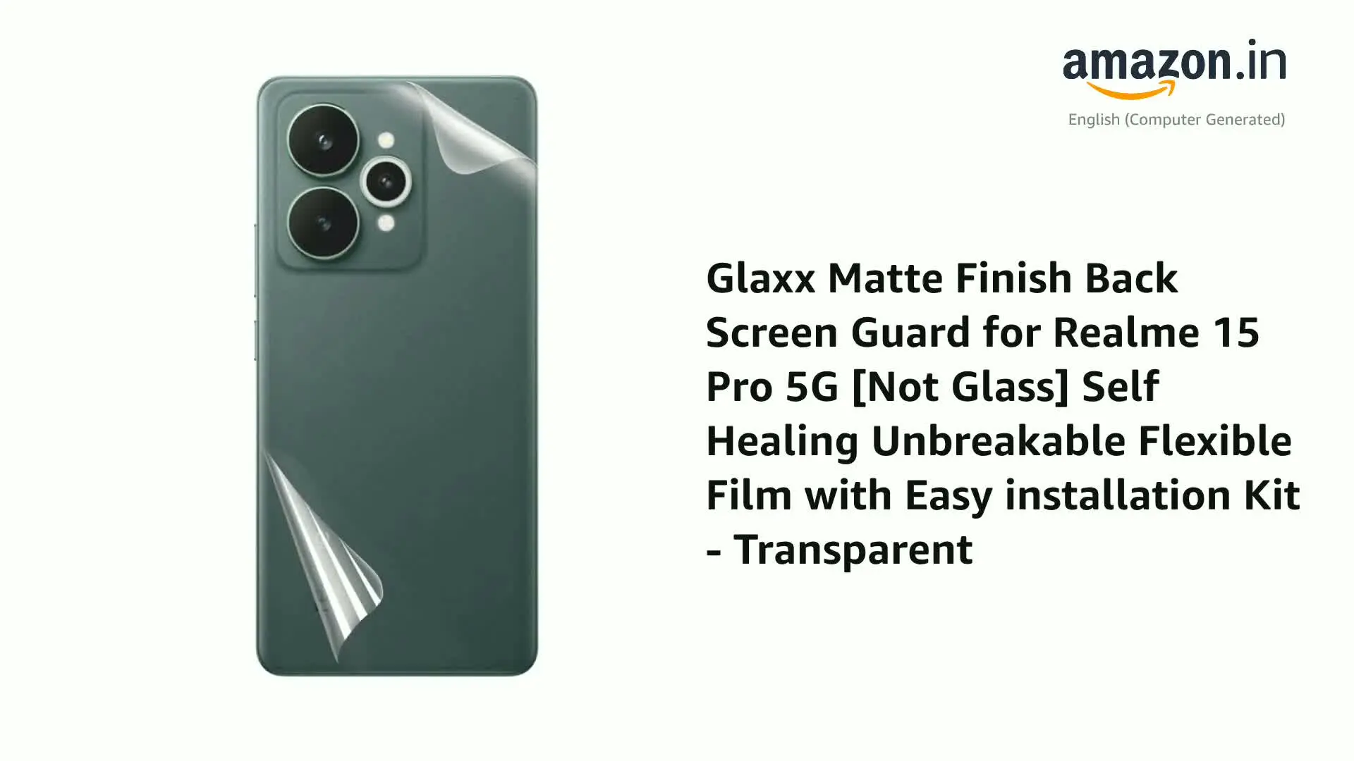 Picture of Realme 15 5G (4 Layers) TPU Hydrogel Machine Cutting Screen Protector Film High Definition (Back Poly)