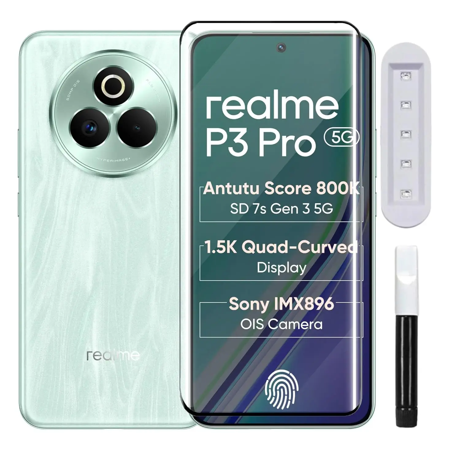 Picture of 2in1 Protector Combo Pack for Realme P3 Pro 5G (A+ GRADE) UV Glass Screen Protector + Camera Protector Lens