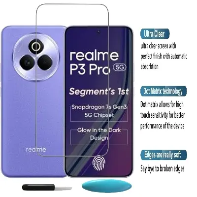 Picture of 3in1 Protector Combo Pack for Realme P3 Pro 5G (A+ GRADE) UV Glass Screen Protector + Back Protector Film + Camera Glass Protector)
