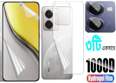 Picture of 3in1 Protector Combo Pack for Realme P3 Ultra 5G (Front Hydrogel Screen Protector Poly+Back Hydrogel Poly Protector+Camera Lens Protector)