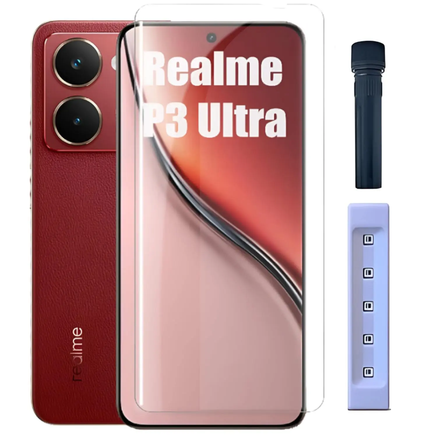 Picture of 2in1 Protector Combo Pack for Realme P3 Ultra 5G (A+ GRADE) UV Glass Screen Protector + Camera Protector Lens
