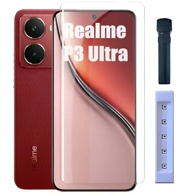 Picture of 2in1 Protector Combo Pack for Realme P3 Ultra 5G (A+ GRADE) UV Glass Screen Protector + Camera Protector Lens