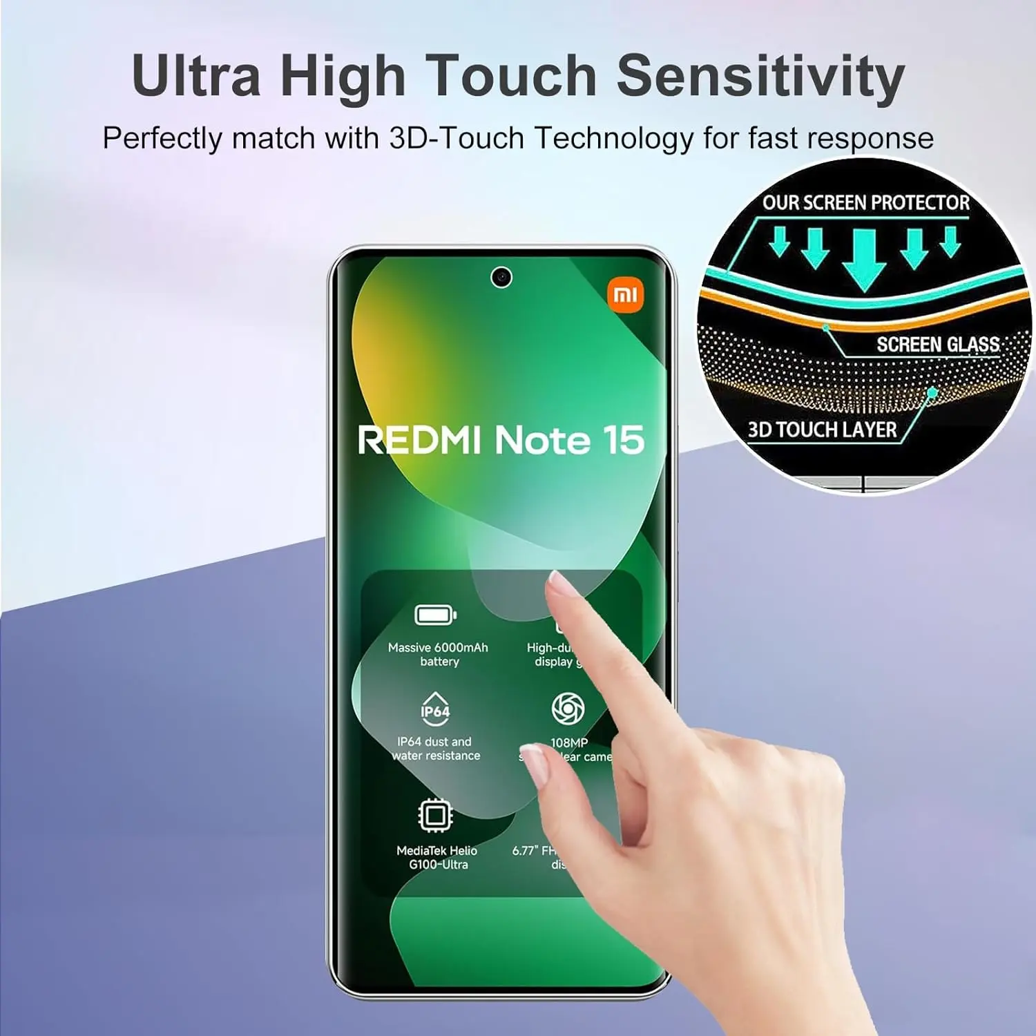 Picture of Xiaomi Redmi Note 15 4G (4 Layers) TPU Hydrogel Machine Cutting Screen Protector Film High Definition (Front Poly)