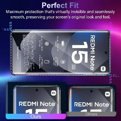 Picture of Xiaomi Redmi Note 15 Pro (A+ GRADE) Premium UV Tempered Glass Screen Protector Curved with Liquid Glue and UV Light -Transparent Clear