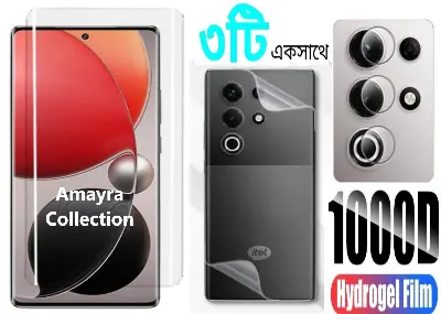 Picture of 3in1 Protector Combo Pack for itel Super 26 Ultra (A+ GRADE) UV Glass Screen Protector + Back Protector Film + Camera Glass Protector)