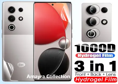 Picture of 3in1 Protector Combo Pack for itel Super 26 Ultra (Front Hydrogel Screen Protector Poly + Back Hydrogel Poly Protector + Camera Lens Protector)