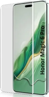 Picture of Honor Magic6 Pro (A+ GRADE) Premium UV Tempered Glass Screen Protector Curved with Liquid Glue and UV Light -Transparent Clear