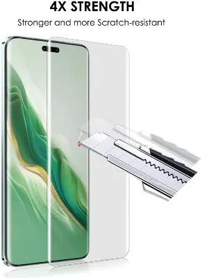 Picture of Honor Magic6 Pro (A+ GRADE) Premium UV Tempered Glass Screen Protector Curved with Liquid Glue and UV Light -Transparent Clear