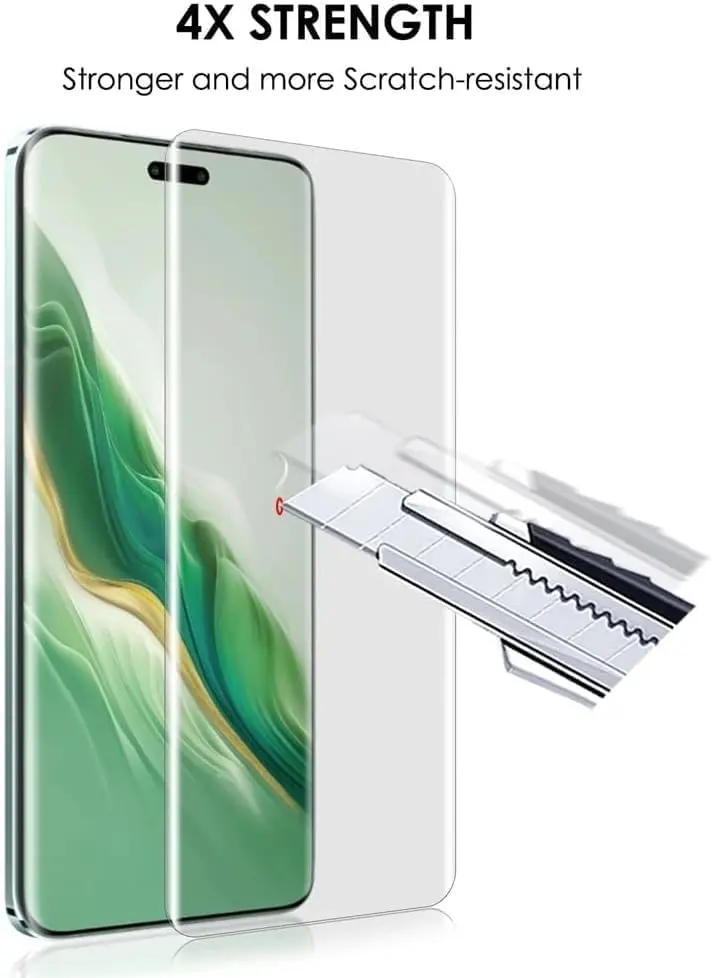 Picture of Honor Magic7 Pro (A+ GRADE) Premium UV Tempered Glass Screen Protector Curved with Liquid Glue and UV Light -Transparent Clear