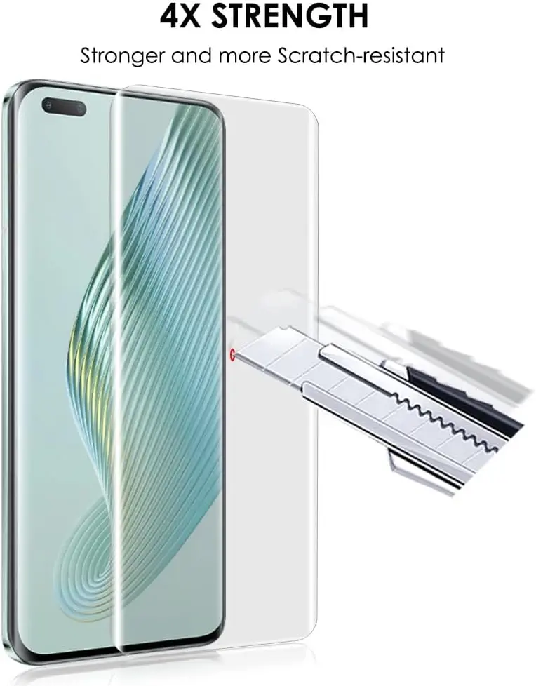 Picture of Honor Magic5 Pro (A+ GRADE) Premium UV Tempered Glass Screen Protector Curved with Liquid Glue and UV Light -Transparent Clear