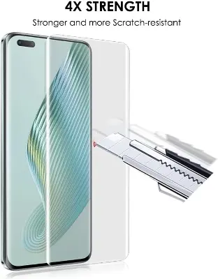 Picture of Honor Magic5 Pro (A+ GRADE) Premium UV Tempered Glass Screen Protector Curved with Liquid Glue and UV Light -Transparent Clear