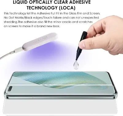 Picture of Honor Magic5 Pro (A+ GRADE) Premium UV Tempered Glass Screen Protector Curved with Liquid Glue and UV Light -Transparent Clear