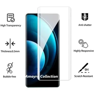 Picture of vivo X200 Pro (A+ GRADE) Premium UV Tempered Glass Screen Protector Curved with Liquid Glue and UV Light -Transparent Clear