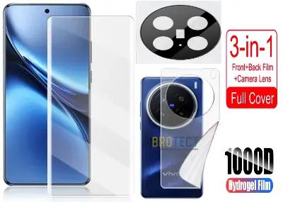 Picture of 3in1 Protector Combo Pack for vivo X200 Pro (A+ GRADE) UV Glass Screen Protector + Back Protector Film + 3D Camera Glass Protector)