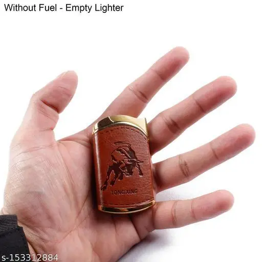 Picture of Brown Leather Finish Multi Design Embossed Lighter - Pocket Lighter