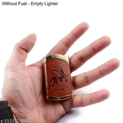 Picture of Brown Leather Finish Multi Design Embossed Lighter - Pocket Lighter