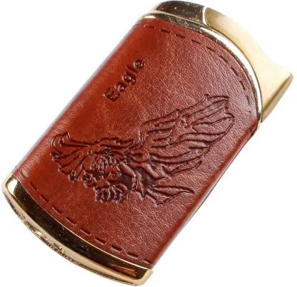 Picture of Brown Leather Finish Multi Design Embossed Lighter - Pocket Lighter