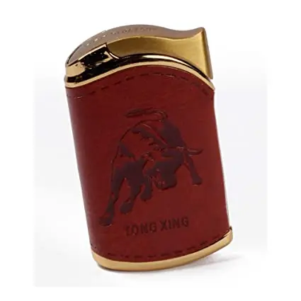 Picture of Brown Leather Finish Multi Design Embossed Lighter - Pocket Lighter