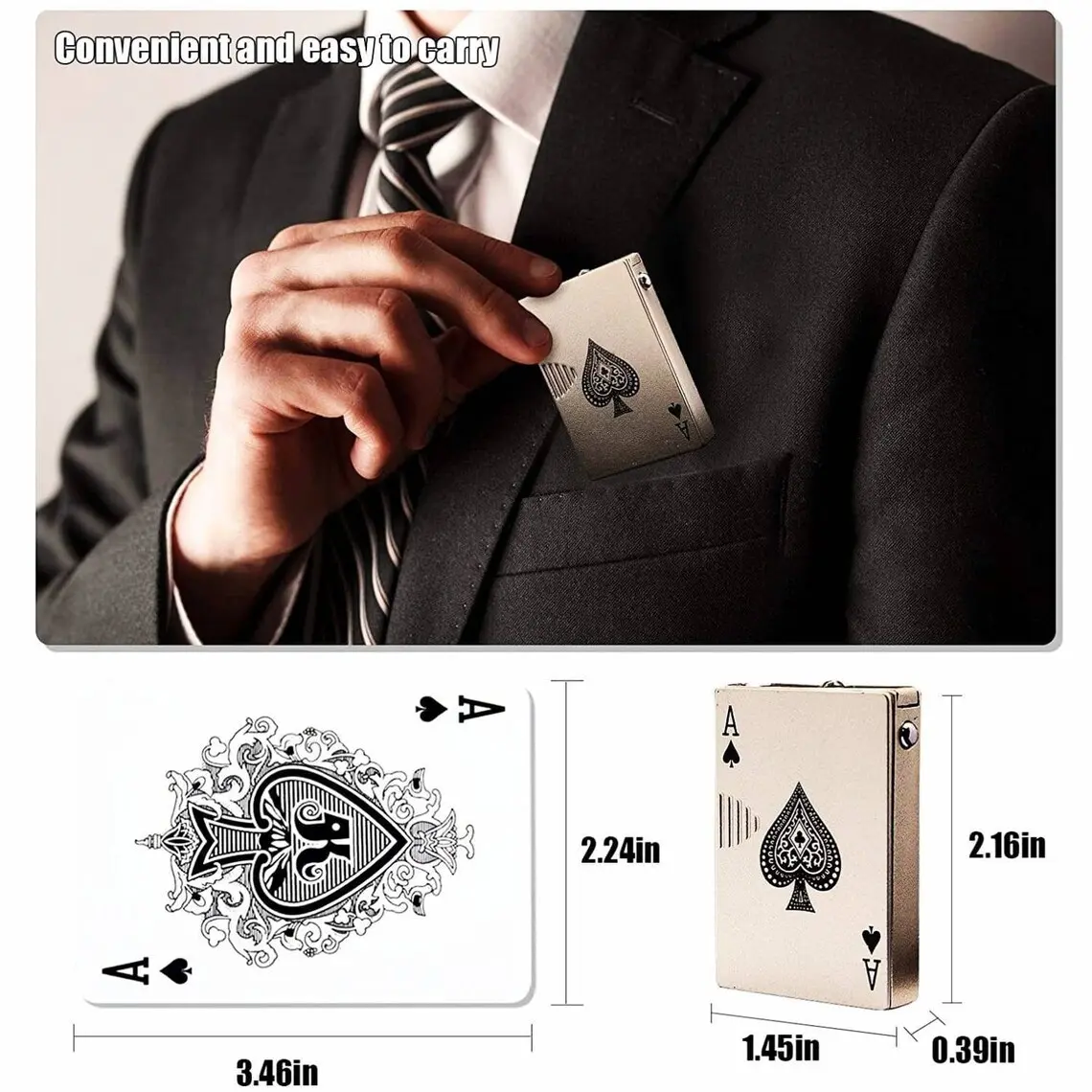 Picture of Metal Card Gas Lighter Golden Wit Money Checker Light
