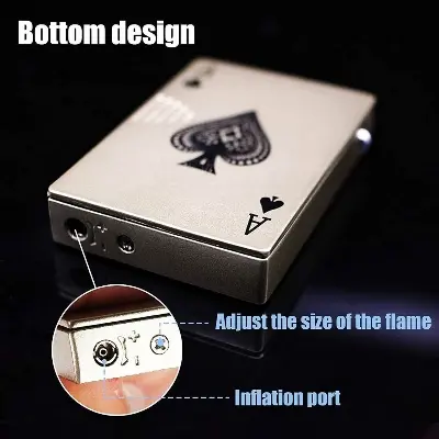 Picture of Metal Card Gas Lighter Golden Wit Money Checker Light