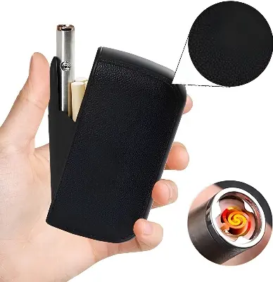 Picture of Ultrathin Portable Waterproof Creative Cigaret Case With Lighter 10pcs Box Capacity Touch Screen Windproof Electric Flameless