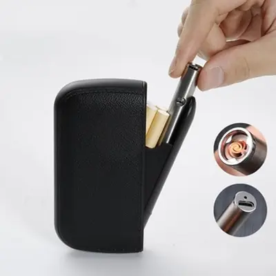 Picture of Ultrathin Portable Waterproof Creative Cigaret Case With Lighter 10pcs Box Capacity Touch Screen Windproof Electric Flameless