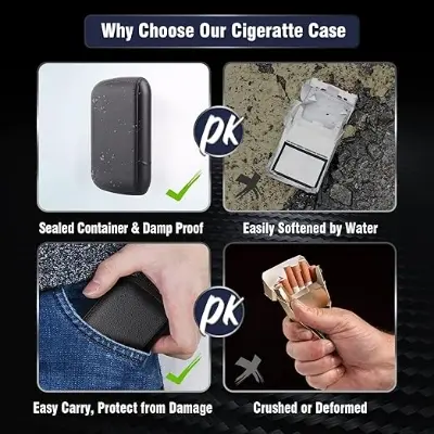 Picture of Ultrathin Portable Waterproof Creative Cigaret Case With Lighter 10pcs Box Capacity Touch Screen Windproof Electric Flameless