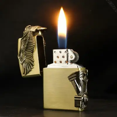 Picture of Metal 3D Relief Craft Grinding Wheel Lighter Creative Inflatable Open Flame Lighter